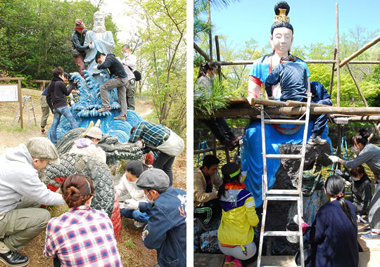 「川越の名号」「縁結び弁財天女」「桜ヶ池大蛇入定の由来」　修復